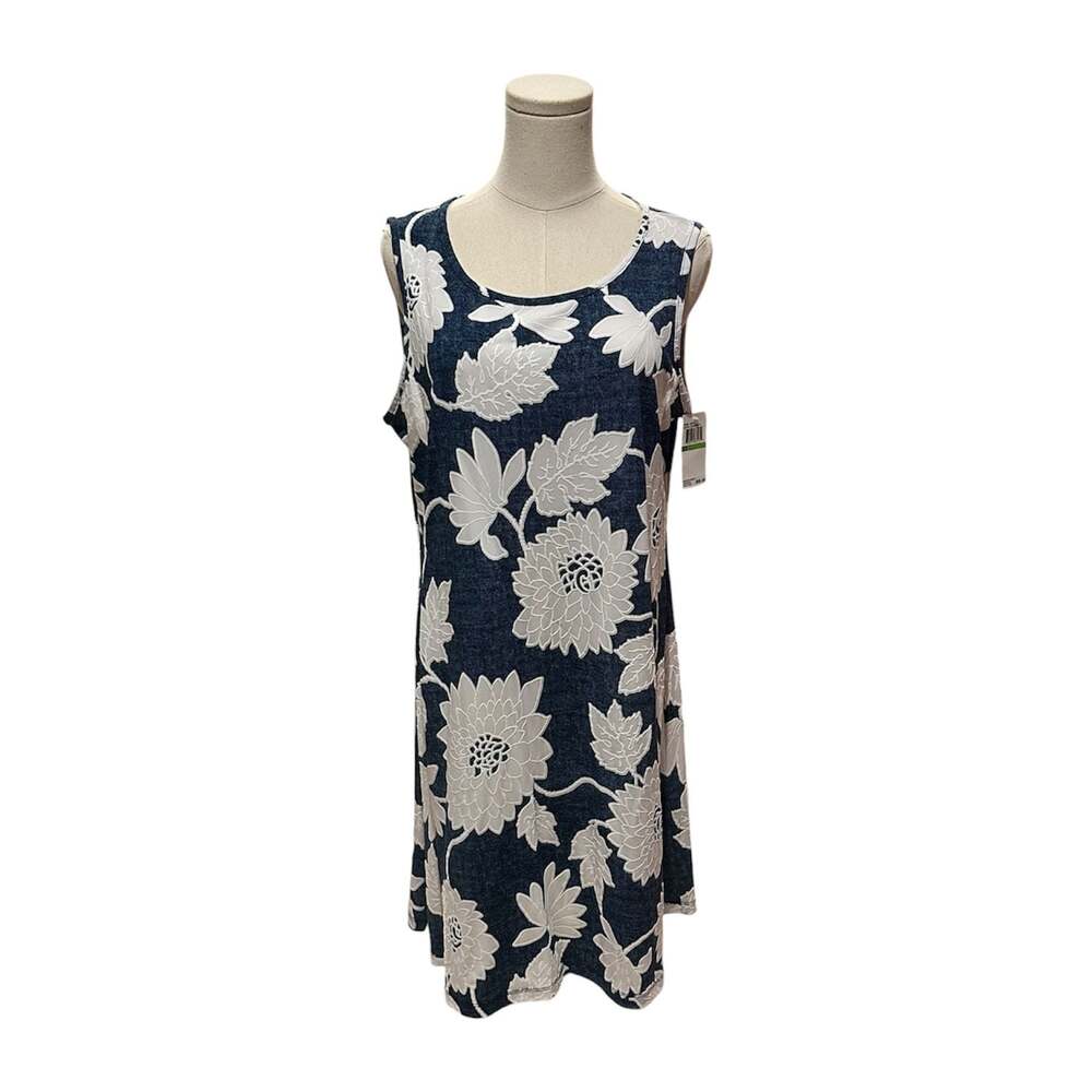 Ronni Nicole Denim-Look Floral Print Sleeveless Shift Dress